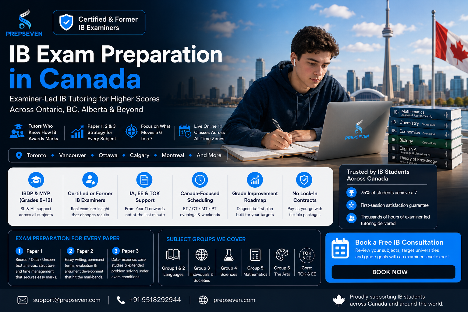 IB Exam Preparation in Canada PrepSeven — Taught by Certified IB Examiners